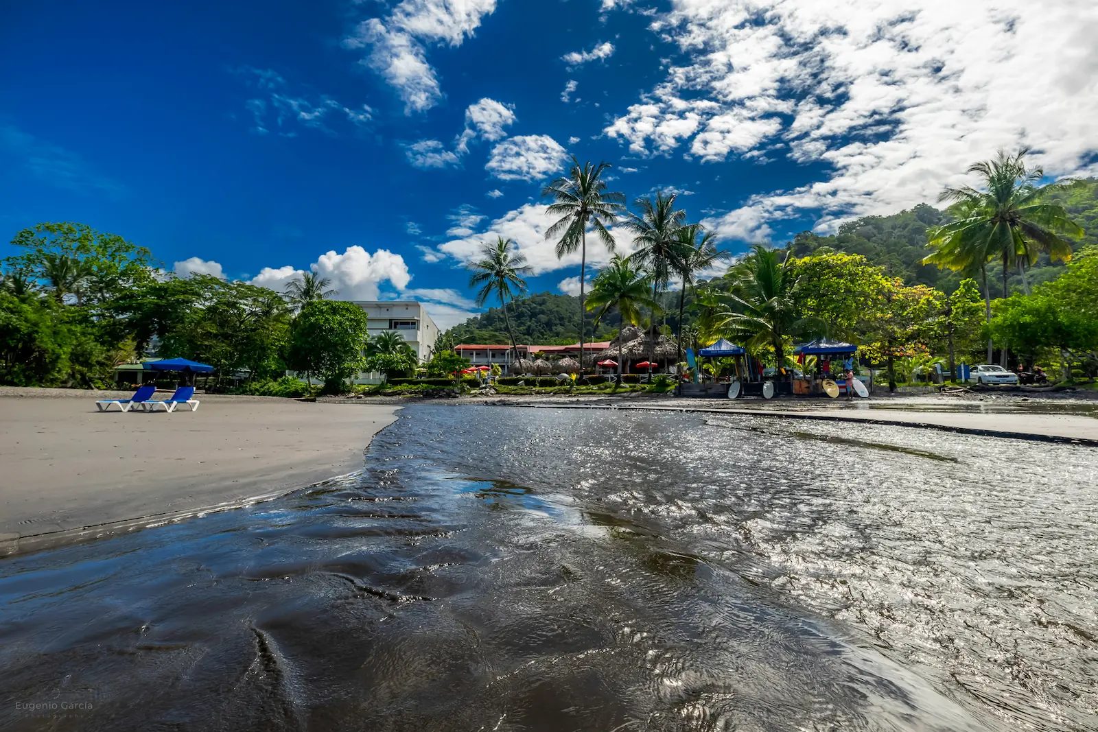 Beach at Private Resort & Beach Club — South End Jacó Beach with resort in background