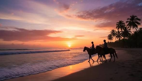 Horseback riding at sunset on Jacó Beach — South End Private Resort wedding experience