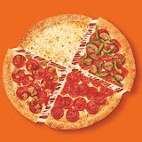 Little Caesars four-flavor pizza with cheese, pepperoni and veggie slices in Jacó