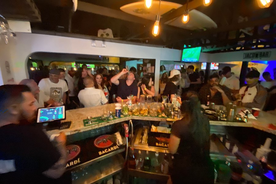 Interior of Jaco Bar at night