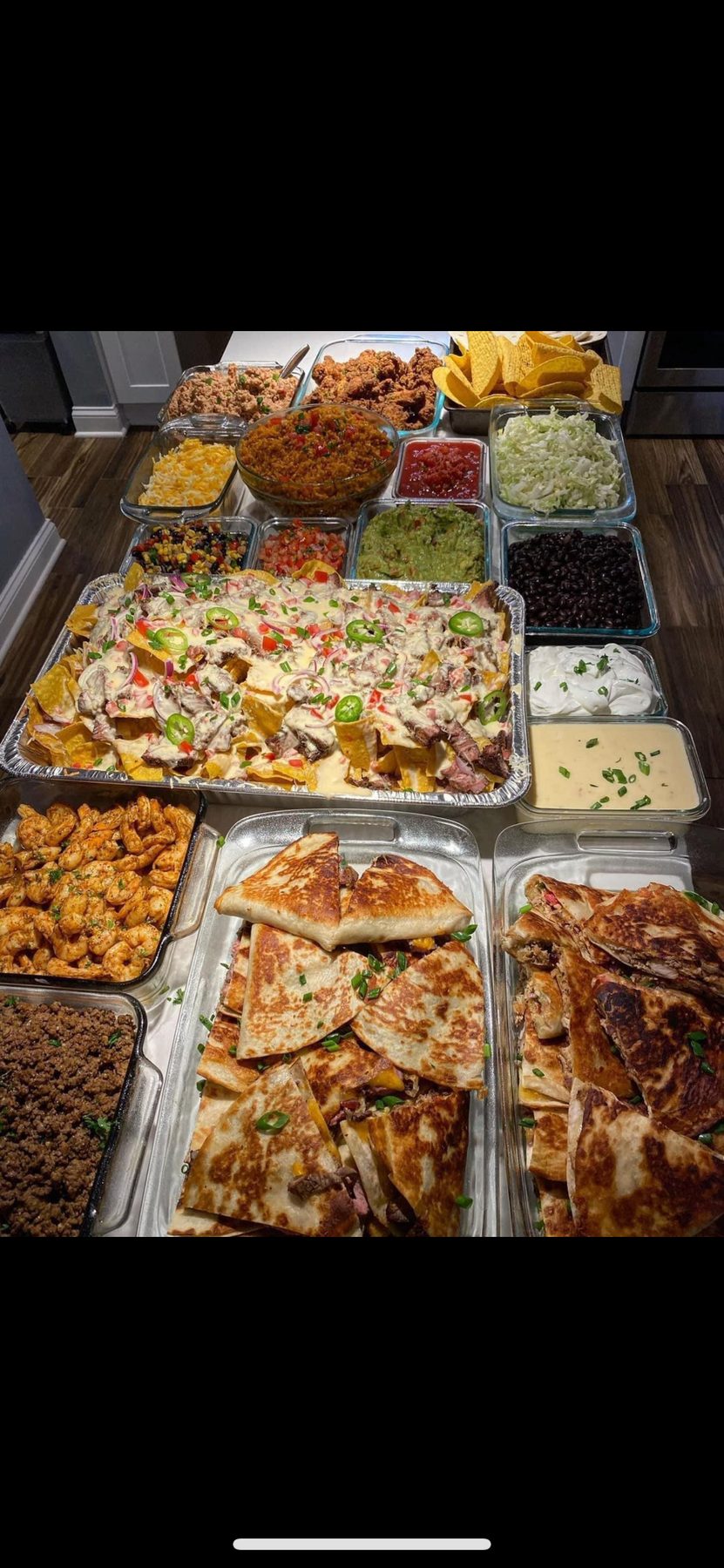 Event catering spread for a party in Jaco Beach