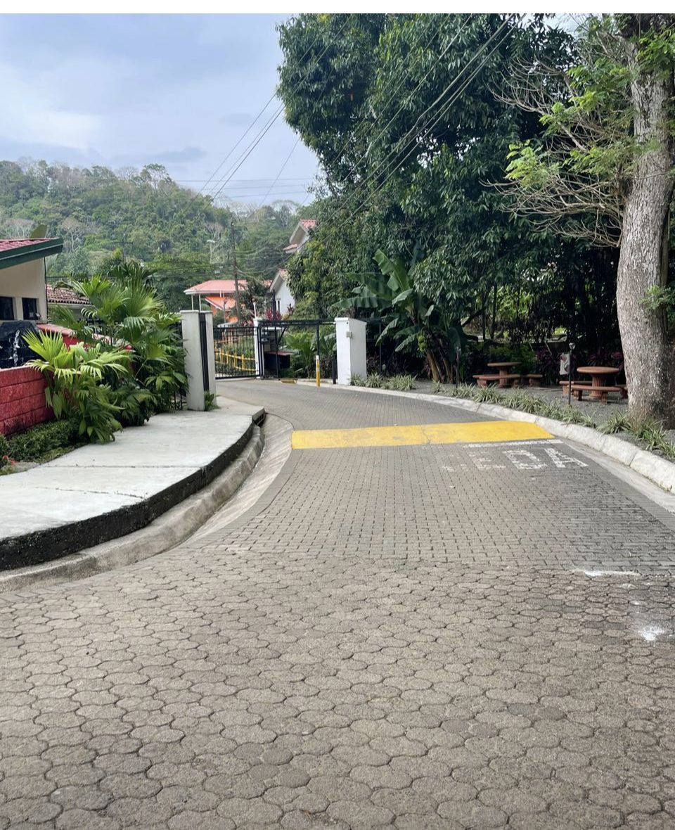 The calm, green residential streets of the Punta Leona community