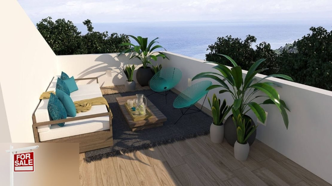 Rooftop terrace render Altos de Leona Mar Punta Leona development — boutique resort concept near Jaco Beach Costa Rica