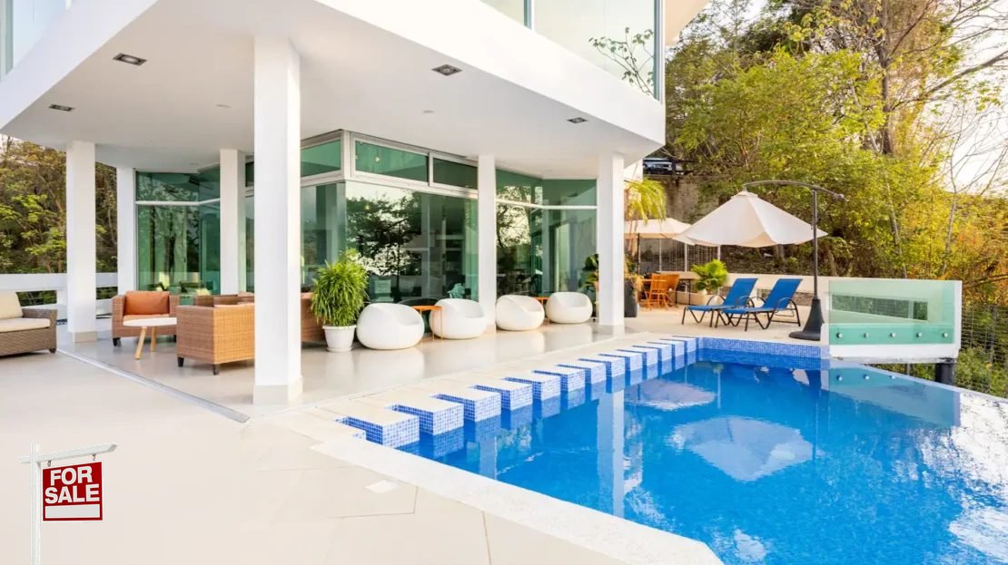 Infinity pool and terrace luxury villa Punta Leona near Jaco Beach — ocean view vacation rental investment, Punta Leona real estate