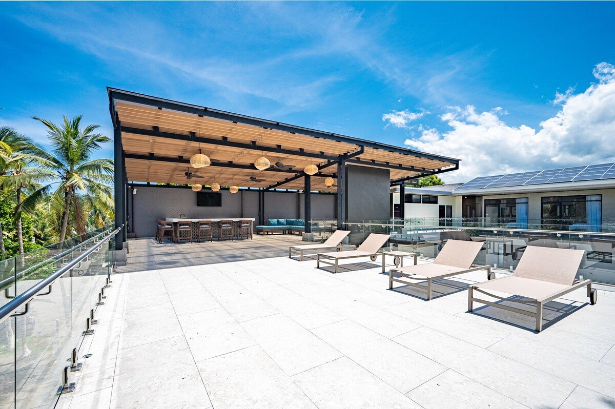 Casa VIP 2 — 15-bedroom beachfront estate in Jacó Beach, rooftop deck aerial