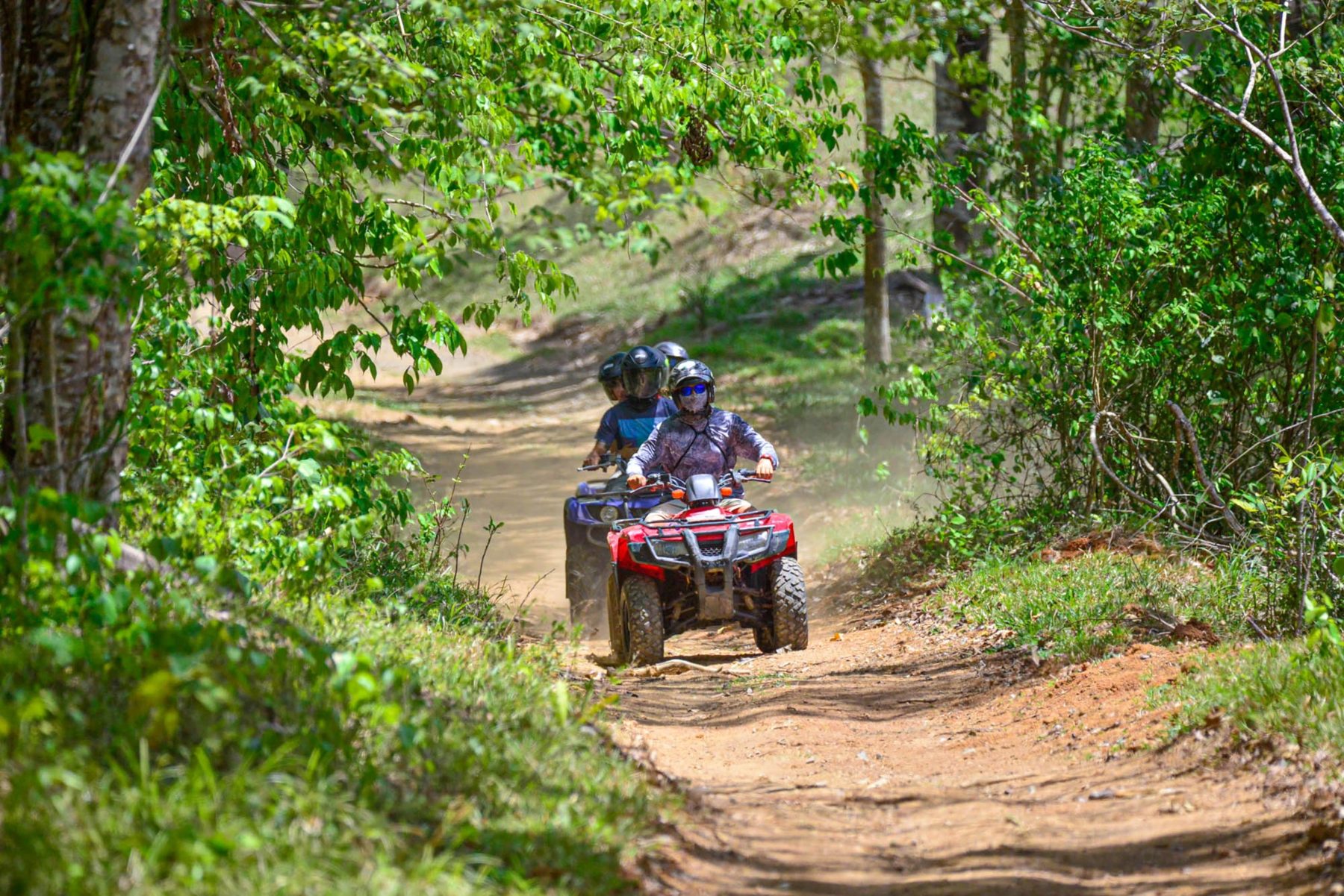 ATV riders on a jungle trail in Costa Rica