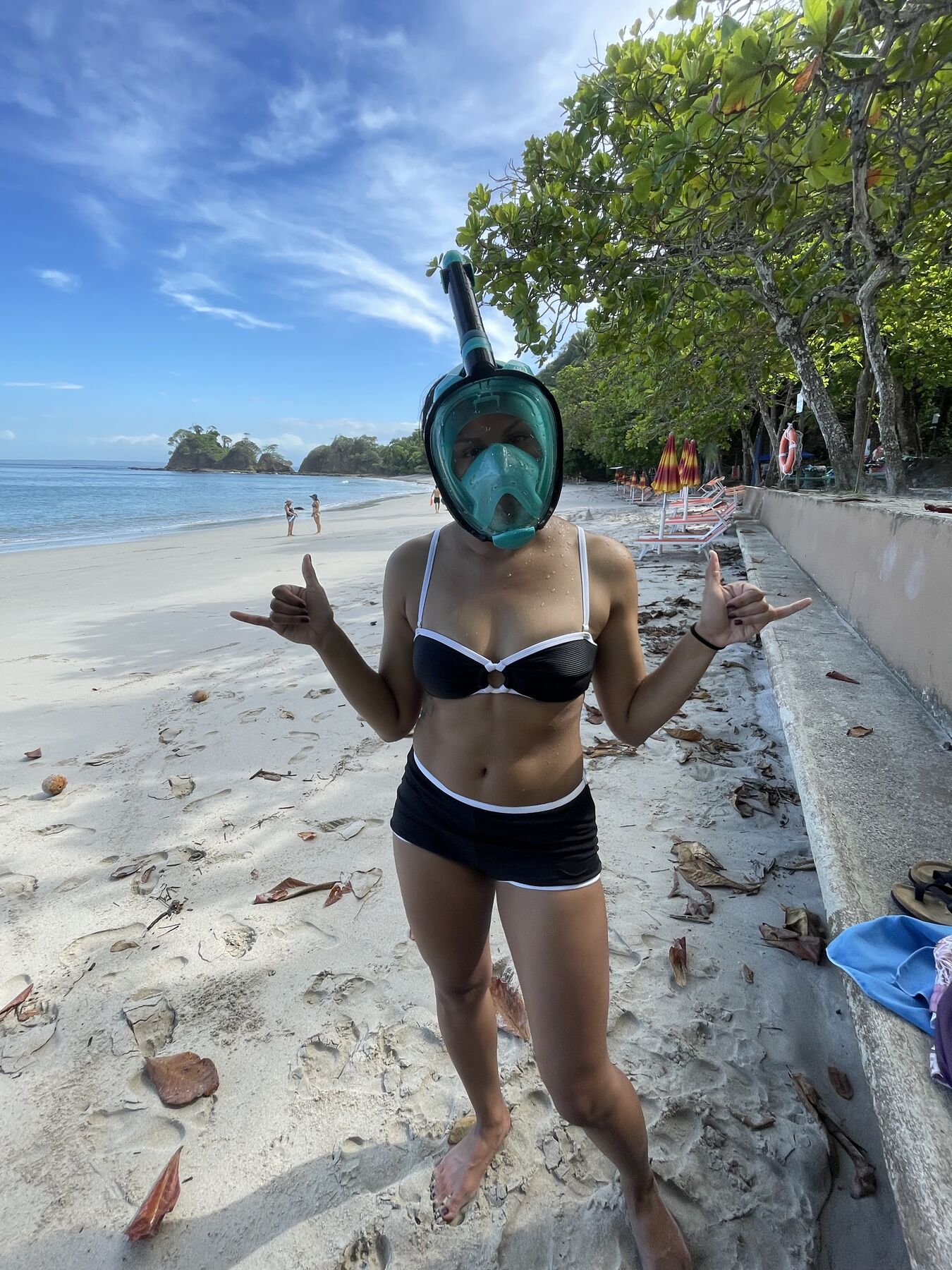 Guest in a full-face snorkel mask