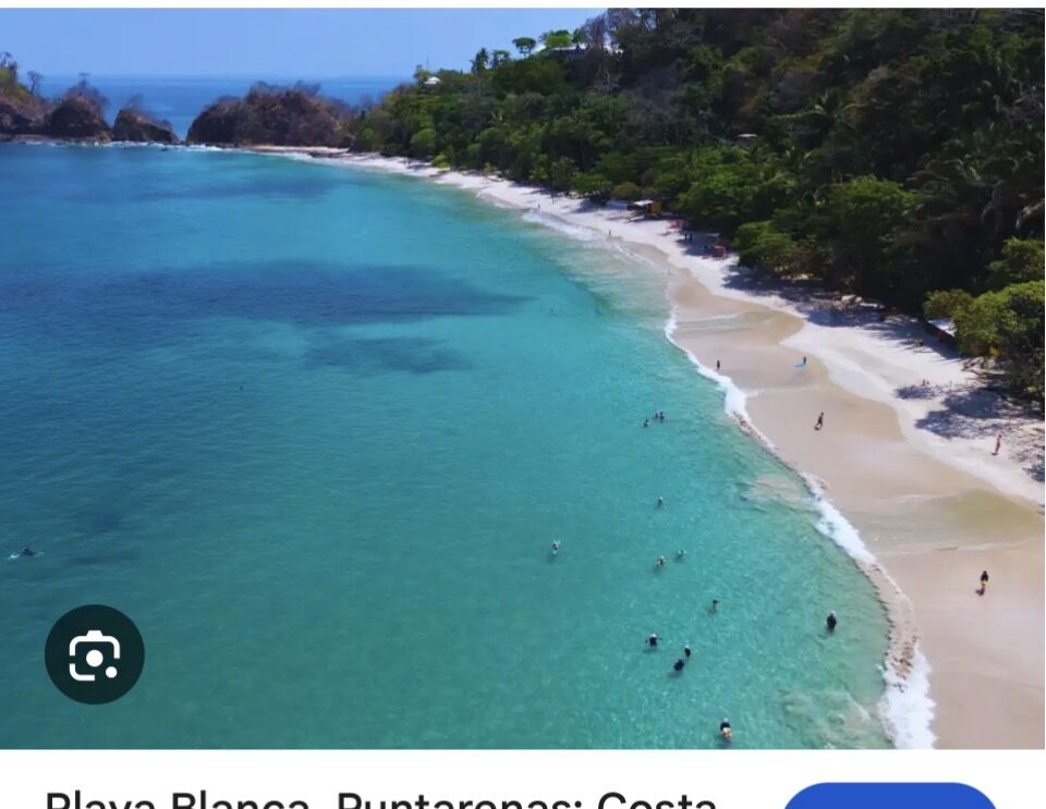 Aerial view of the white-sand beach