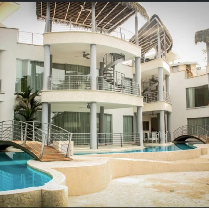 Aerial view of a private bachelor party villa and pool in Jaco Beach Costa Rica